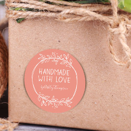 Handritad Handgjord Med Kärlek Personlig Runt Klistermärke