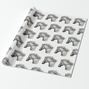 Handritad häst med betsel presentpapper