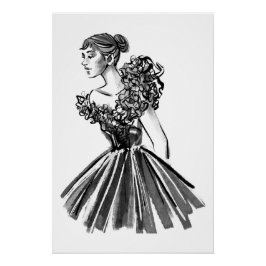 Handritad haute couture-mote perfect poster