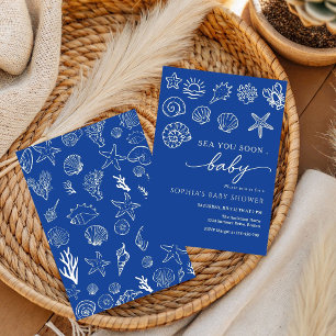 Handritad havet snart, under havet baby shower inbjudningar