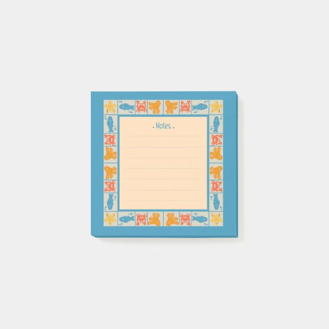 Handritad Havsdjur Ram för Barn Post-it Block (Framsida)