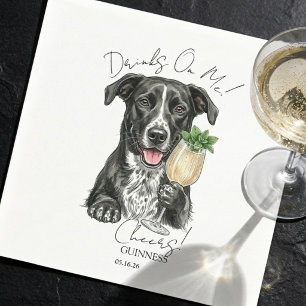 Handritad hundporträtt signaturdryck pappersservett