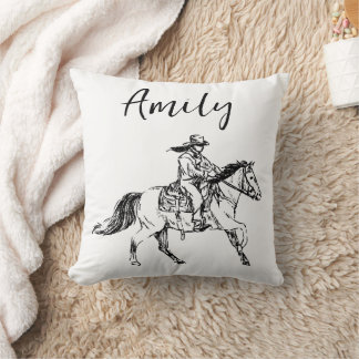Handritad illustration av Equestrian Art Pillow me Kudde
