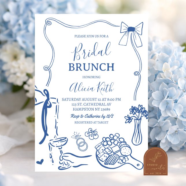Handritad Illustration Bröllopsbrunch Inbjudningar (Skapare uppladdad)