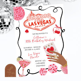 Handritad illustration Las Vegas födelsedagshelg Inbjudningar