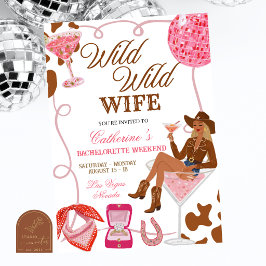 Handritad illustration västerländsk cowgirl vild v inbjudningar