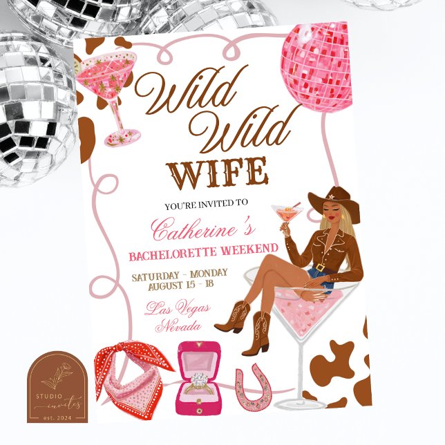 Handritad illustration västerländsk cowgirl vild v inbjudningar (Skapare uppladdad)