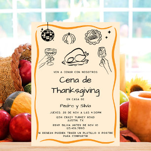 Handritad inbjudan till spansk Thanksgiving-middag