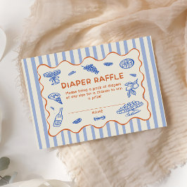 Handritad italiensk baby shower blöjlotteri tilläggskort
