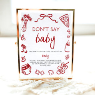 Handritad italiensk baby shower - säg inte baby poster