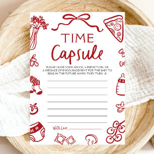 Handritad italiensk baby shower-tidskapselspel inbjudningar