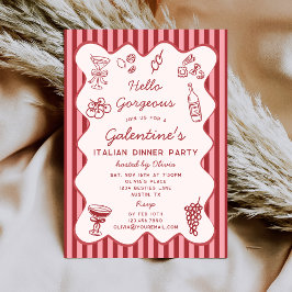 Handritad italiensk pastamiddag Galentines-fest Inbjudningar