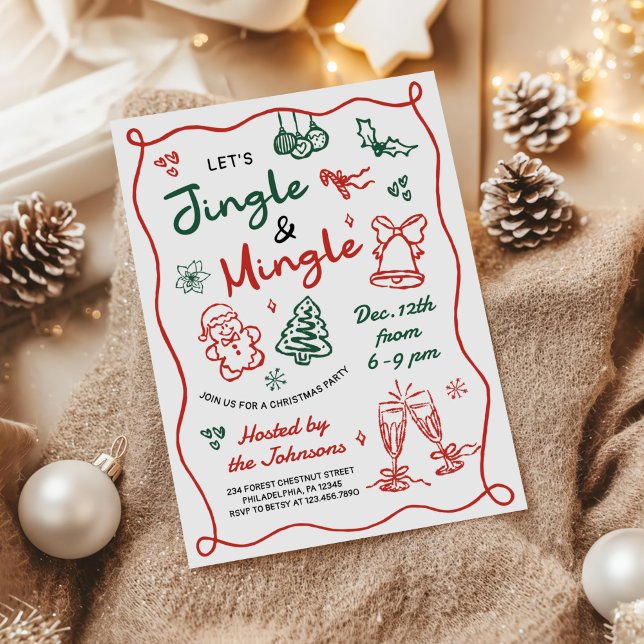 Handritad Jingle och Mingle Julfest Inbjudningar (Skapare uppladdad)