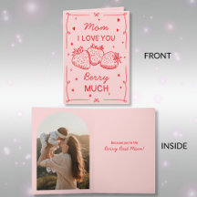 Handritad Jordgubbe Jag älskar dig Mamma Mors dag