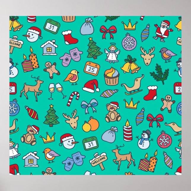 Handritad jul: Festlig sömlös. Poster (Framsidan)