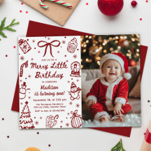 Handritad Jul Glad Liten Födelsedagsfoto
