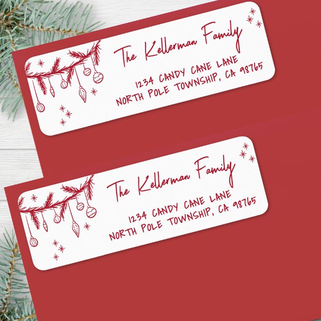 Handritad jul returadress etikett (Hand Drawn Christmas Return Address label )