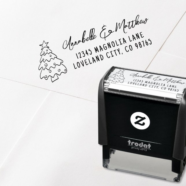 Handritad jul returadress självfärgande stämpel (Hand Drawn Christmas Return Address self-inking stamp)