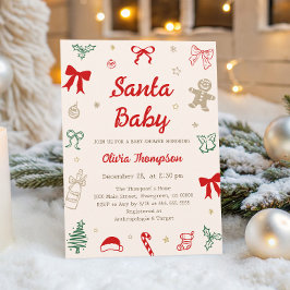 Handritad jul Santa Baby Shower Inbjudningar