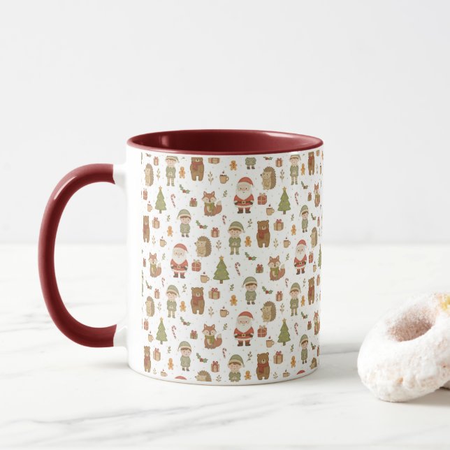 Handritad jul skog kaffemugg (Med munk)