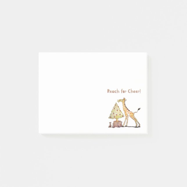 Handritad Julgran med Giraff Konst Post-it Block (Framsida)
