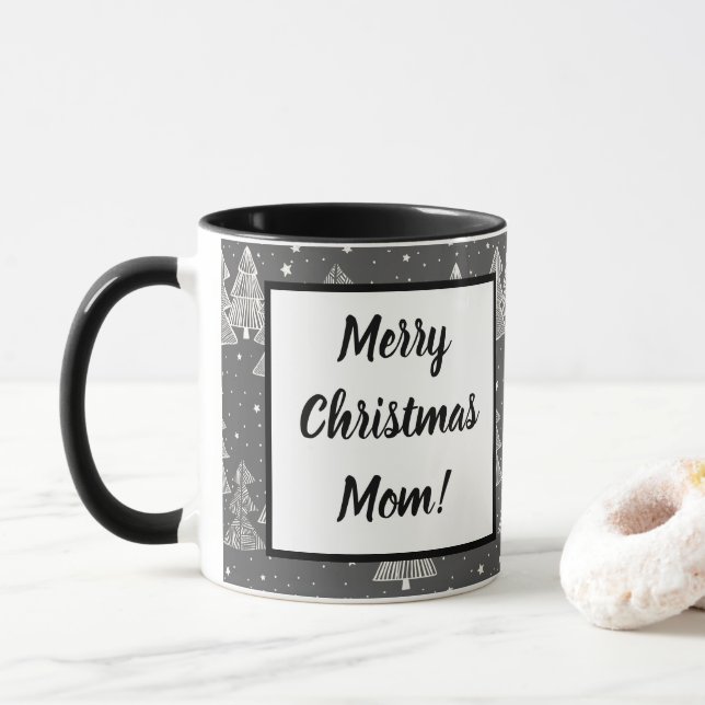 Handritad Julgranar Snowing Mugg (Med munk)