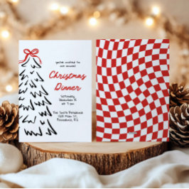 Handritad Julmiddags Inbjudan Till Högtidsfest