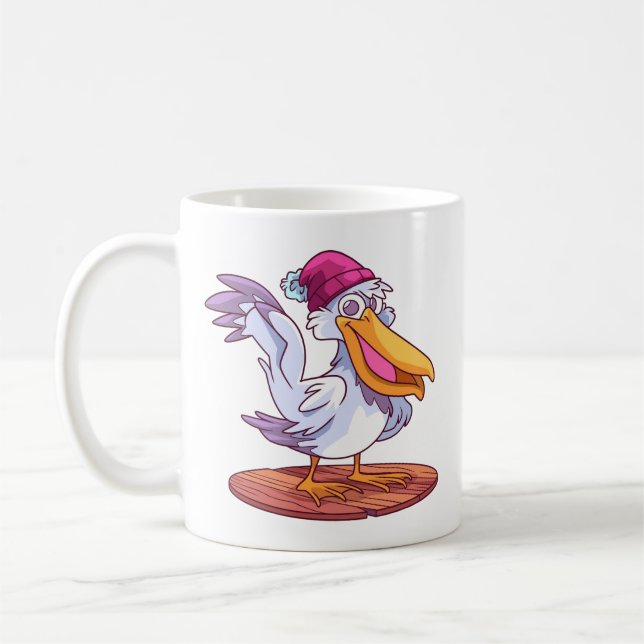 Handritad julpelikan serieteckning kaffemugg (Vänster)