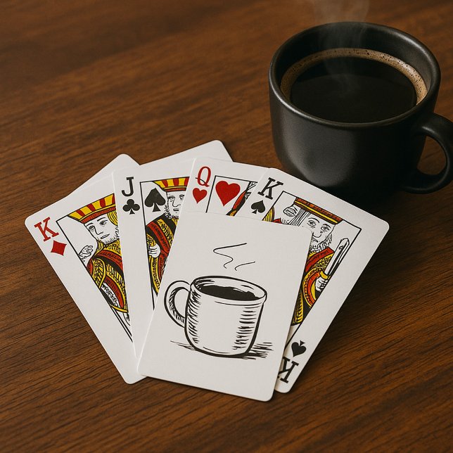 Handritad Kaffemugg Skiss Minimalistisk Casinokort (Skapare uppladdad)