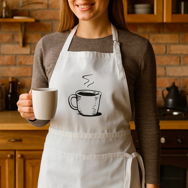 Handritad Kaffemugg Skiss Minimalistisk Förkläde (Skapare uppladdad)