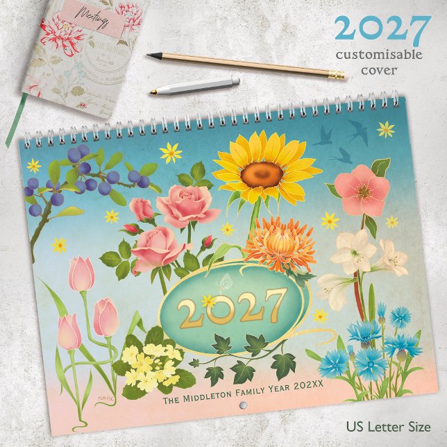 Handritad kalender Art Nouveau blommor (Skapare uppladdad)