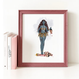 Handritad Kali maa, indisk konst Poster