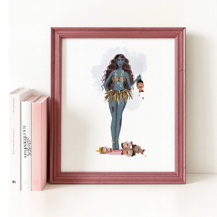Handritad Kali maa, indisk konst Poster