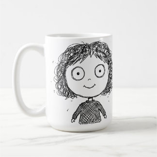 Handritad karaktärillustration – Konstnärlig Kaffemugg