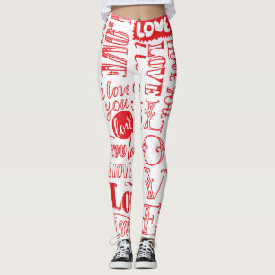 Handritad Kärlek Doodles Sömlös bakgrund Leggings