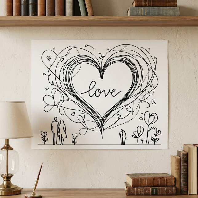 Handritad Kärlekshjärta Minimalistisk Illustration Poster (Hand-Drawn Love Heart Minimalist Illustration. Poster)