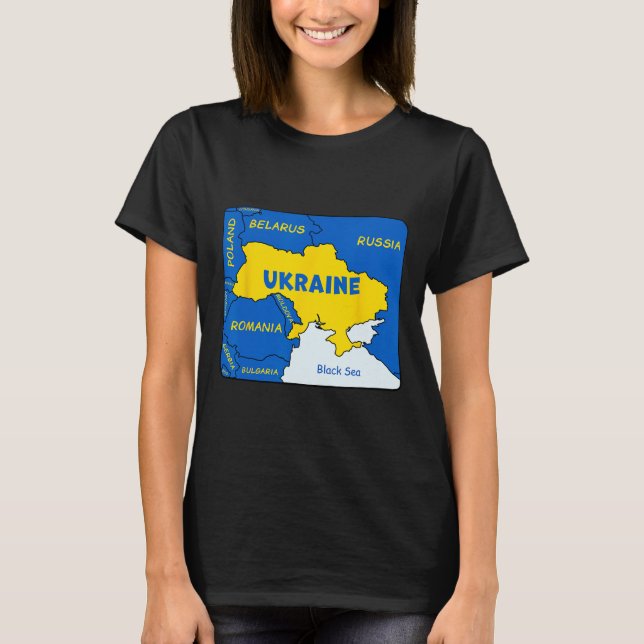 Handritad Karta Över Ukraina  T Shirt (Framsida)