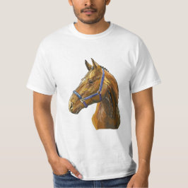 Handritad kastanjfärgad häst t shirt