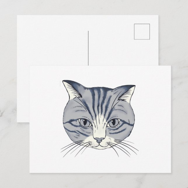 Handritad katt vykort (Fram/baksida)