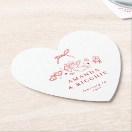 Handritad Kerub Vintage Cupid Bröllop  Underlägg Papper
