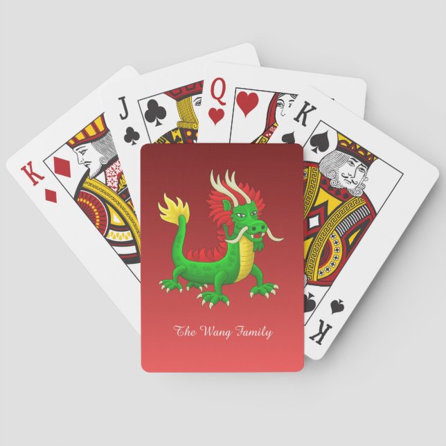 Handritad kinesisk drake casinokort (Baksidan)