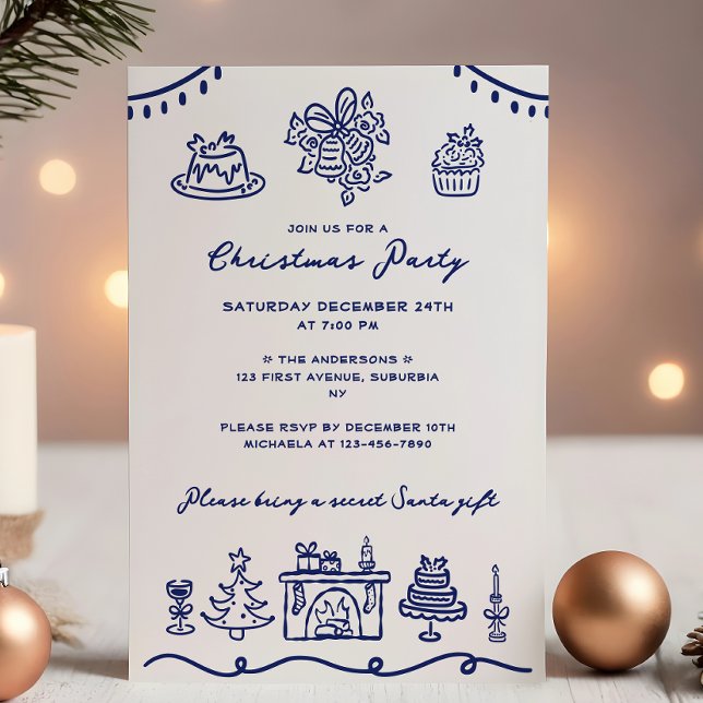 Handritad Kladdig Julfest Inbjudningar (Skapare uppladdad)
