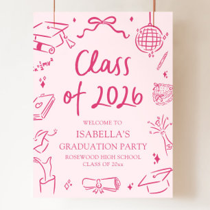 Handritad Klass 2026 Examenfest Välkommen Poster