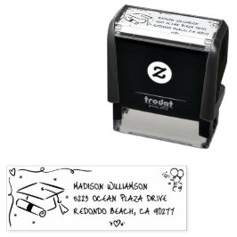 Handritad Klippfigur Studentmössa Rolig Retro Adre Självfärgande Stämpel