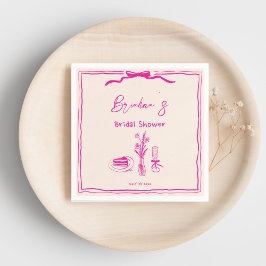 Handritad klotter retro rosa band bröllopsdusch pappersservett