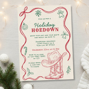 Handritad Klotter Western Holiday Hoedown-fest Inbjudningar