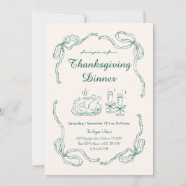 Handritad klotter Whimsical Thanksgiving-middag Inbjudningar