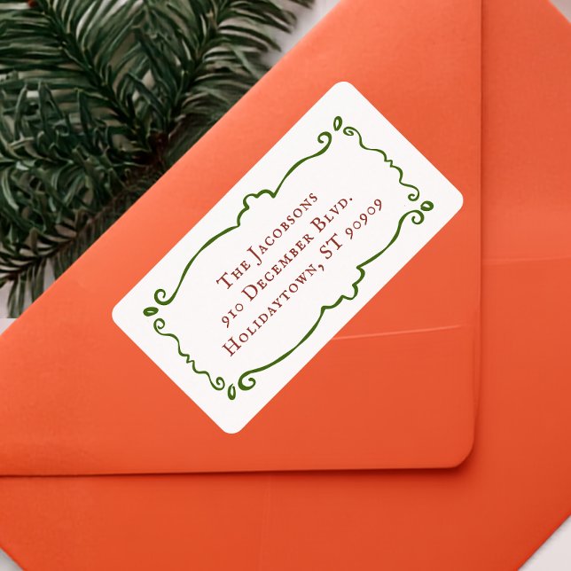 Handritad klotterkant jul returadress adressetikett (Hand Drawn Doodle Border Christmas Return Address Label)