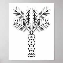 Handritad konst med palmträd i svartvitt poster