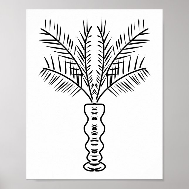 Handritad konst med palmträd i svartvitt poster (Framsidan)